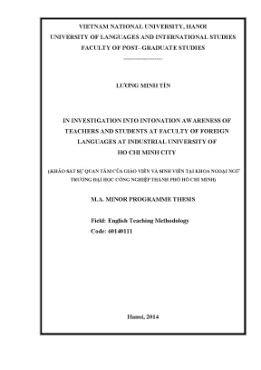Luận văn thạc sĩ an investigation into intonation awareness of teachers and students at faculty of foreign languages at industrial university of ho chi minh city