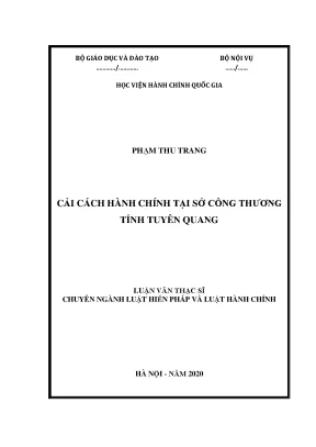 Luận văn thạc sĩ cải cách hành chính tải sở công thương tỉnh tuyên quang