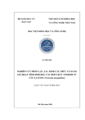 Luận án tiến sĩ nghiên cứu phân lập xác định cấu trúc và đánh giá hoạt tính sinh học các hợp chất steroid từ cây lá đắng vernonia amygdalina