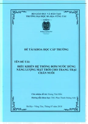 Luận văn tốt nghiệp điều khiển hệ thống bơm nước dùng năng lượng mặt trời cho trang trại chăn nuôi đề tài nghiên cứu khoa học