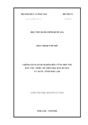 Luận văn thạc sĩ chính sách giảm nghèo bền vững đối với dân tộc thiểu số trên địa bàn huyện cư kuin tỉnh đắk lắk