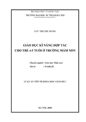 Luận án tiến sĩ giáo dục kĩ năng hợp tác cho trẻ 4 5 tuổi ở trường mầm non
