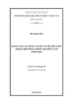 Luận văn thạc sĩ đảng cần lao nhân vị với vấn đề tôn giáo trong đời sống chính trị miền nam 1955 1963