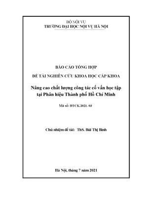Luận văn tốt nghiệp nâng cao chất lượng công tác cố vấn học tập tại phân hiệu thành phố hồ chí minh