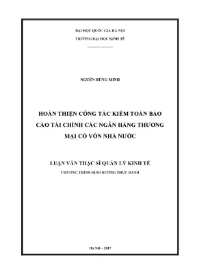 Luận văn thạc sĩ hoàn thiện công tác kiểm toán báo cáo tài chính các ngân hàng thương mại có vốn nhà nước
