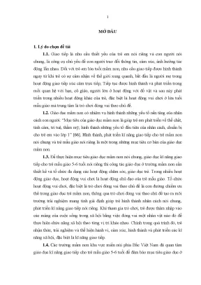Luận án giáo dục kĩ năng giao tiếp cho trẻ mẫu giáo 5 6 tuổi qua tổ chức trò chơi đóng vai theo chủ đề ở khu vực miền núi phía bắc