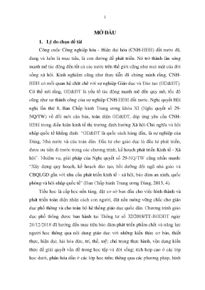 Luận án quản lý đội ngũ tổ trưởng chuyên môn các trường tiểu học khu vực đồng bằng sông cửu long