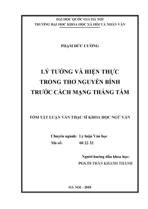 Luận văn thạc sĩ lý tưởng và hiện thực trong thơ nguyễn bính trước cách mạng tháng tám