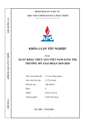 Luận văn tốt nghiệp xuất khẩu thủy sản việt nam sang thị trường mỹ giai đoạn 2018 2020