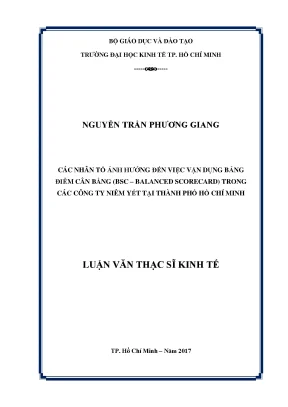 Luận văn thạc sĩ các nhân tố ảnh hưởng đến việc vận dụng bảng điểm cân bằng bsc balanced scorecard trong các công ty niêm yết tại thành phố hồ chí minh