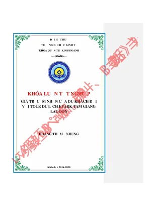 Luận văn tốt nghiệp giá trị cảm nhận của du khách đối với dịch vụ tour du lịch epark tam giang lagoon
