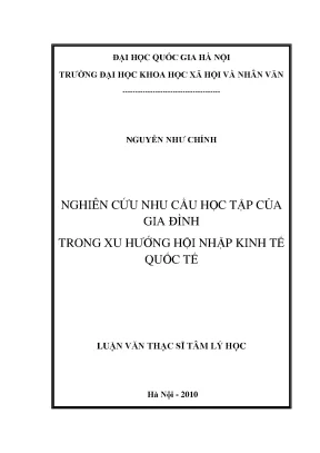 Luận văn thạc sĩ nghiên cứu nhu cầu học tập của gia đình trong xu hướng hội nhập kinh tế quốc tế