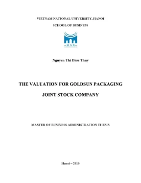 Luận văn thạc sĩ the valuation for goldsun packaging joint stock company