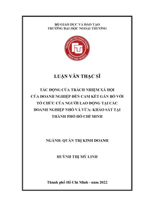 Luận văn thạc sĩ tác động của trách nhiệm xã hội của doanh nghiệp đến cam kết gắn bó với tổ chức của người lao động tại các doanh nghiệp nhỏ và vừa khảo sát