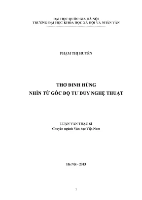Luận văn thạc sĩ thơ đinh hùng nhìn từ góc độ tư duy nghệ thuật