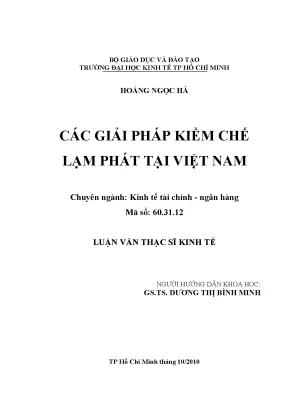 Luận văn thạc sĩ các giải pháp kiềm chế lạm phát tại việt nam luận văn thạc sĩ