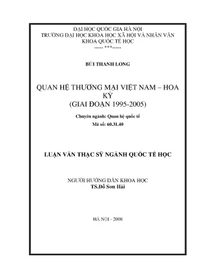Luận văn thạc sĩ quan hệ thương mại việt nam hoa kỳ giai đoạn 1995 2005 luận văn ths quốc tế học 60 31 40