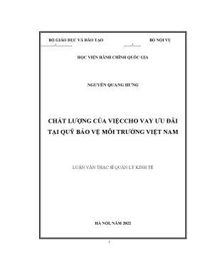 Luận văn thạc sĩ chất lượng của việc cho vay ưu đãi tại quỹ bảo vệ môi trường việt nam