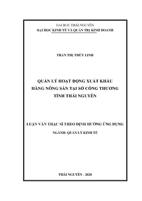 Luận văn thạc sĩ quản lý kinh tế quản lý hoạt động xuất khẩu hàng nông sản tại sở công thương tỉnh thái nguyên