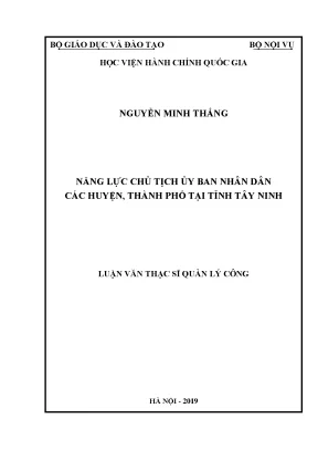 Luận văn thạc sĩ năng lực chủ tịch ủy ban nhân dân các huyện thành phố tại tỉnh tây ninh