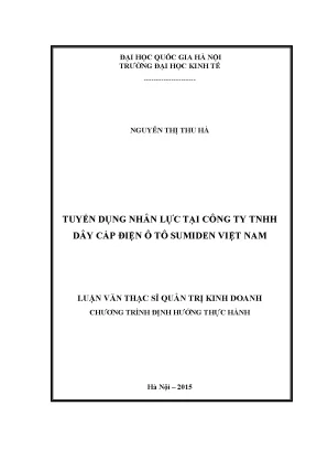 Luận văn thạc sĩ tuyển dụng nhân lực tại công ty tnhh dây cáp điện ô tô sumiden việt nam