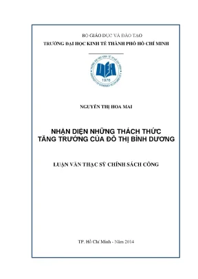 Luận văn thạc sĩ nhận diện những thách thức tăng trưởng của đô thị bình dương