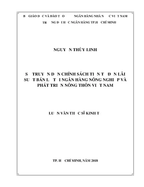 Luận văn thạc sĩ sự truyền dẫn chính sách tiền tệ đến lãi suất bán lẻ tại ngân hàng nông nghiệp và phát triển nông thôn việt nam