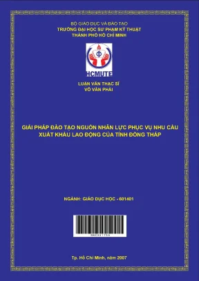 Luận văn thạc sĩ hcmute giải pháp đào tạo nguồn nhân lực phục vụ yêu cầu xuất khẩu lao động của tỉnh đồng tháp