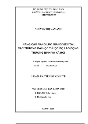 Luận án tiến sĩ nâng cao năng lực giảng viên tại các trường đại học thuộc bộ lao động thương binh và xã hội
