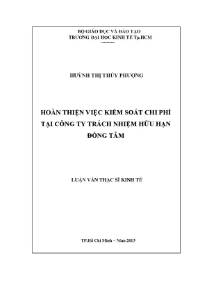 Luận văn thạc sĩ hoàn thiện việc kiểm soát chi phí tại công ty trách nhiệm hữu hạn đồng tâm