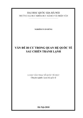 Luận văn thạc sĩ vấn đề di cư trong quan hệ quốc tế sau chiến tranh lạnh