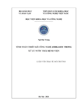 Luận văn thạc sĩ tính toán thiết kế công nghệ johkasou trong xử lý nước thải bệnh viện