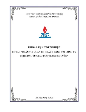 Luận văn tốt nghiệp quản trị quan hệ khách hàng tại công ty tnhh đầu tư giáo dục trạng nguyên