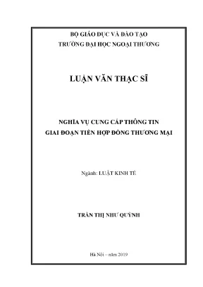 Luận văn thạc sĩ nghĩa vụ cung cấp thông tin giai đoạn tiền hợp đồng thương mại