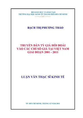 Luận văn thạc sĩ truyền dẫn tỷ giá hối đoái vào các chỉ số giá tại việt nam luận văn thạc sĩ