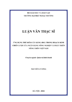 Luận văn thạc sĩ ứng dụng thẻ điểm cân bằng bsc trong hoạch định chiến lược của ngân hàng nông nghiệp và phát triển nông thôn việt nam