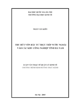 Luận văn thạc sĩ thu hút vốn đầu tư trực tiếp nước ngoài vào các khu công nghiệp tỉnh hà nam