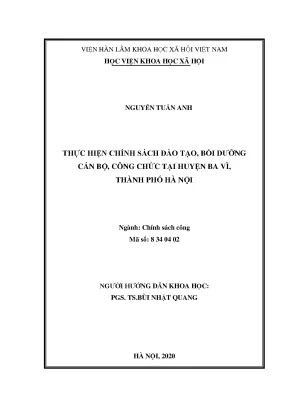 Luận án tiến sĩ thực hiện chính sách đào tạo bồi dưỡng cán bộ công chức tại huyện ba vì thành phố hà nội