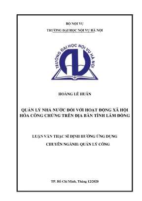 Luận văn thạc sĩ quản lý nhà nước đối với hoạt động xã hội hóa công chứng trên địa bàn tỉnh lâm đồng