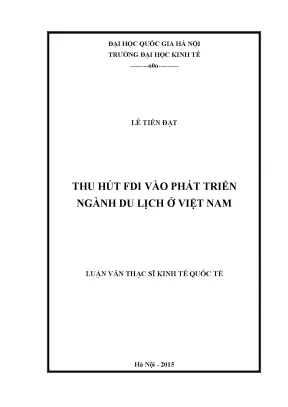 Luận văn thạc sĩ thu hút fdi vào phát triển ngành du lịch ở việt nam