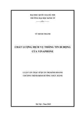 Luận văn thạc sĩ chất lượng dịch vụ thông tin di động của vinaphone