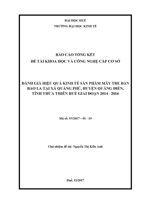 Luận văn thạc sĩ đánh giá hiệu quả kinh tế sản phẩm mây tre đan bao la tại xã quảng phú huyện quảng điền tỉnh thừa thiên huế