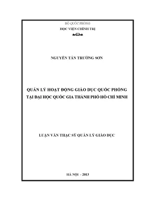 Luận văn thạc sĩ quản lý hoạt động giáo dục quốc phòng tại đại học quốc gia thành phố hồ chí minh