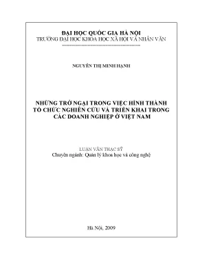 Luận văn thạc sĩ những trở ngại trong việc hình thành tổ chức nghiên cứu và triển khai trong các doanh nghiệp ở việt nam