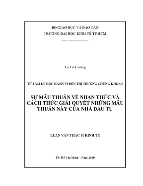 Luận văn thạc sĩ sự mâu thuẫn về nhận thức và cách thức giải quyết những mâu thuẩn này của nhà đầu tư luận văn thạc sĩ