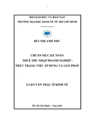 Luận văn thạc sĩ chuẩn mực kế toán thuế thu nhập doanh nghiệp thực trạng việc áp dụng và giải pháp