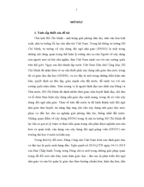 Luận án xây dựng đội ngũ giảng viên các trường đại học ở tây nguyên hiện nay theo tư tưởng hồ chí minh