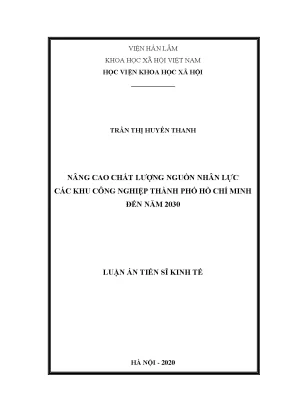 Luận án tiến sĩ nâng cao chất lượng nguồn nhân lực tại các khu công nghiệp thành phố hồ chí minh đến năm 2030