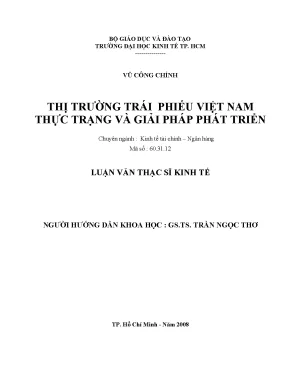 Luận văn thạc sĩ thị trường trái phiếu việt nam thực trạng và giải pháp phát triển luận văn thạc sĩ