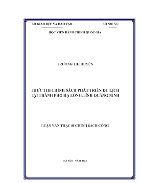 Luận văn thạc sĩ thực thi chính sách phát triển du lịch tại thành phố hạ long tỉnh quảng ninh